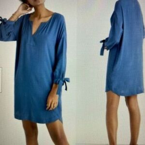 Madewell Du Jour Tie-sleeve Tunic Casual Dress Long Top Size Small Blue